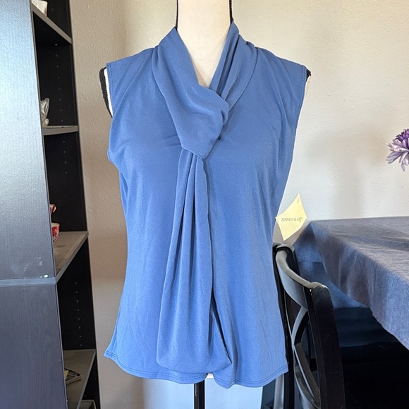 Tiffany & Grey Women’s Size Large Petite Sleeveless Cowl Style Neck w/ Tie - Picture 1 of 6